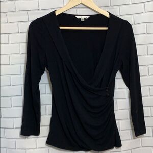 Cabi Black Surplice Crossover Wrap Style 553 Top Sz M